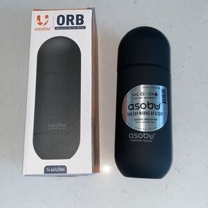 ASOBU Puramic Orb Stainless Steel Water Bottle, 14 oz., Black